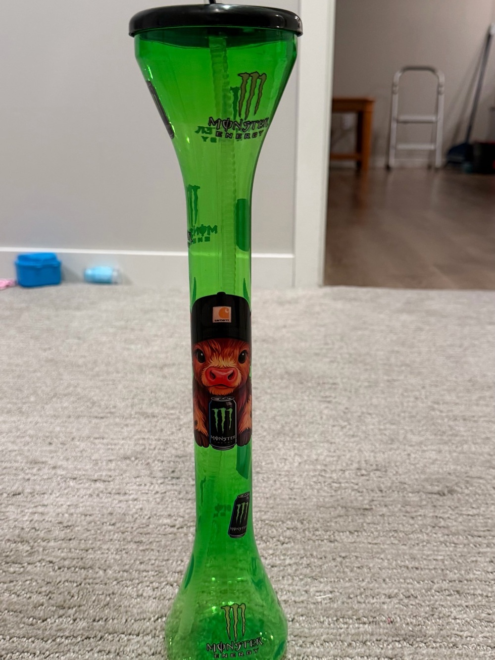 Monster Energy Green Novelty Yard Glass Cup with Straw- New never used